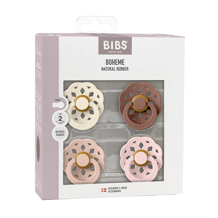 BIBS | Boheme Pacifier 4-pack | Natural Rubber Latex | Round/1