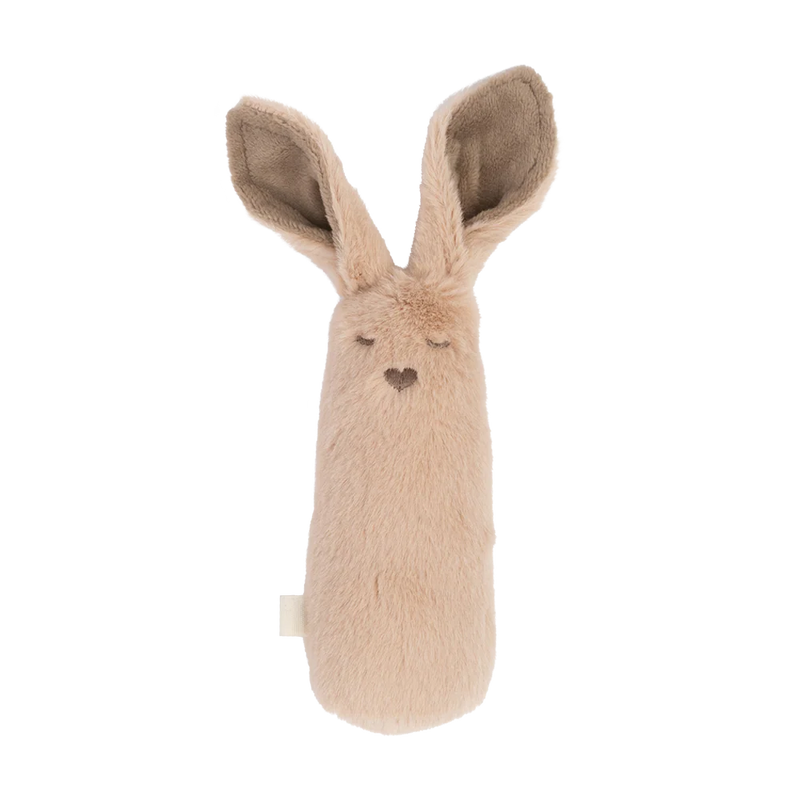 BIBS baby kangaroo rattle made from soft plush fabric, shown on a white background