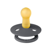 Single BIBS round pacifier with a dark gray shield and natural rubber latex nipple