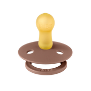 Single BIBS round pacifier with a brown shield and natural rubber latex nipple