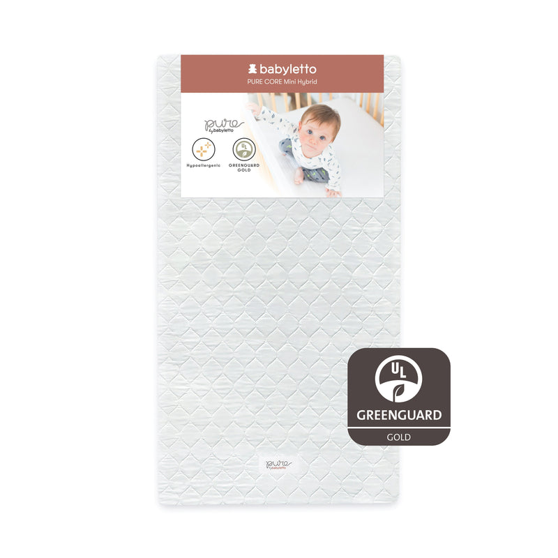 Babyletto Pure Core Mini Crib Mattress w/ Hybrid Quilted Waterproof Cover (Lightweight)