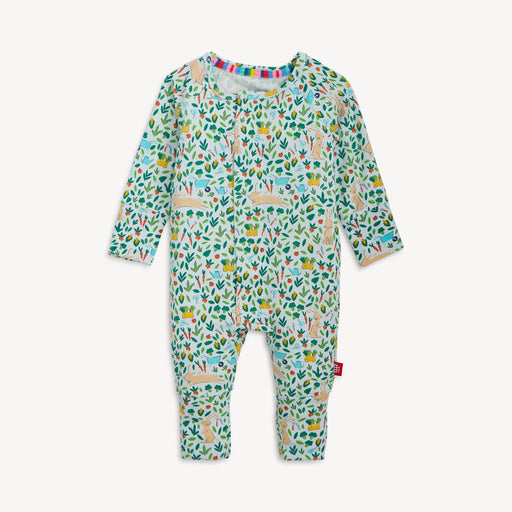 Bunny Garden floral convertible coverall with magnetic closures