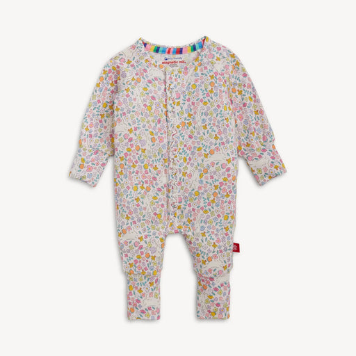 Floral Bunny Blossom ruffle convertible baby coverall with long sleeves