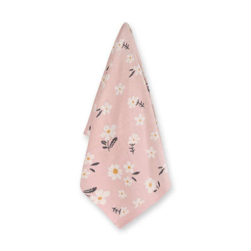 Viverano Organics | Organic Jacquard Sweater Knit Baby Blanket | Daisy Floral