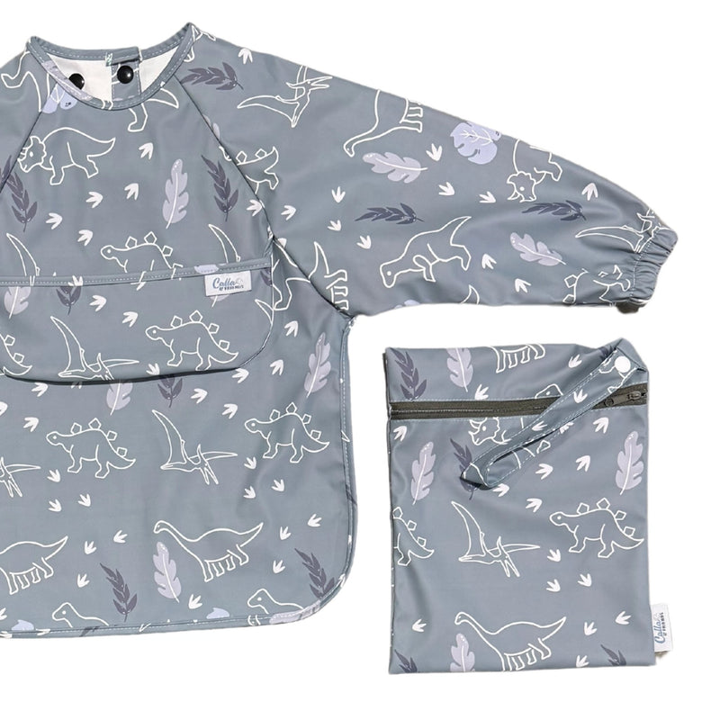 Calla & Friends | The Grayson Long Sleeve Bib | Dinos | Green