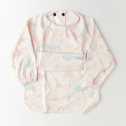 Baby long sleeve bibs with pastel fishing pattern on a light gray background