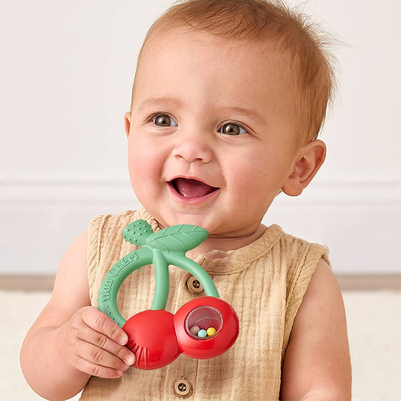 Itzy Ritzy | Bitzy Shake™ Silicone Teether with Rattle | Cherries