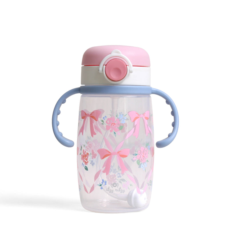 Itzy Ritzy | Itzy Sips™ Straw Cup With Snap-Close Lid | Ribbons & Roses
