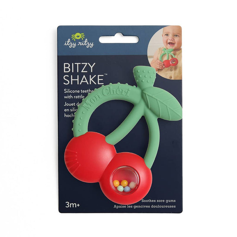 Itzy Ritzy | Bitzy Shake™ Silicone Teether with Rattle | Cherries