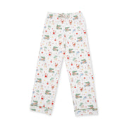 Angel Dear Beach Christmas adult pajama pants with pockets in white holiday print