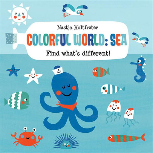 Colorful World Sea book cover featuring ocean animals and a friendly octopus