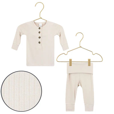 Lou Lou & Co | Ribbed Top + Bottoms Newborn Set | Cove