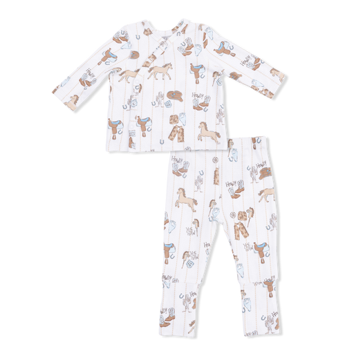Children's pajama set with animal pattern on a white background
