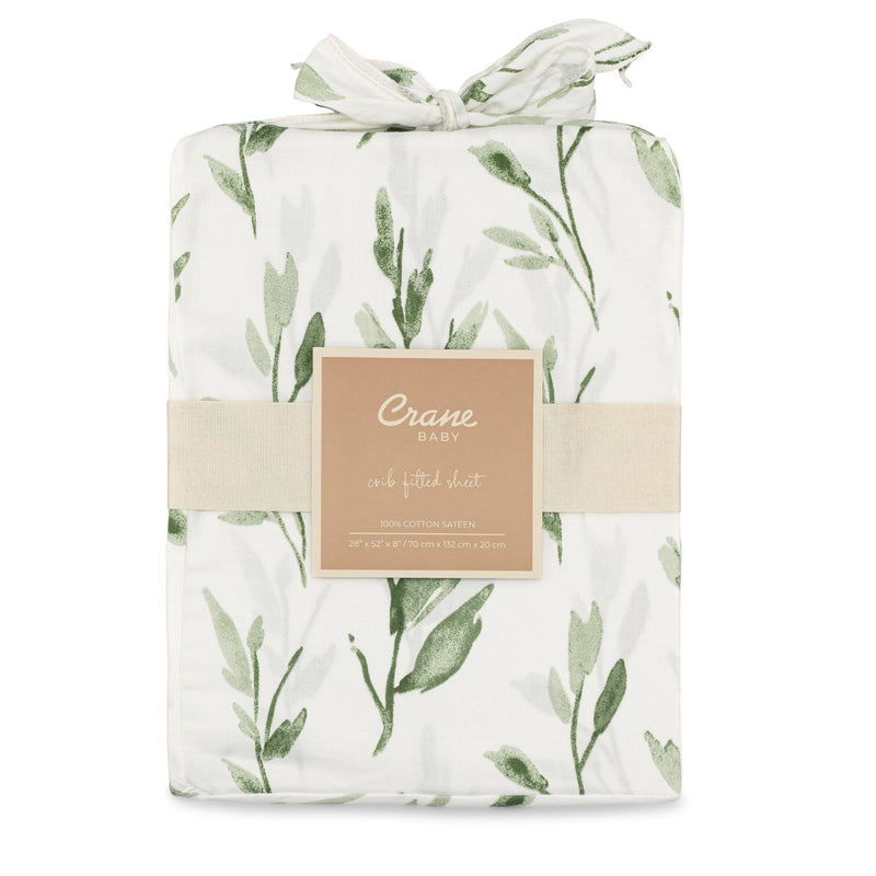 Packaged product with green leaf pattern and Crane label on a white background