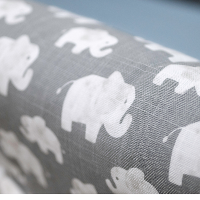 Custom Bedding | Crib Rail Cover | Elephant Peanuts w/ Sweet Linen White Cord & Square Knot Ties