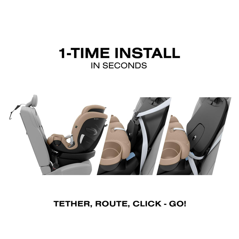 Cybex Callisto G 360 SafeLock one-time installation: tether, route, click and go