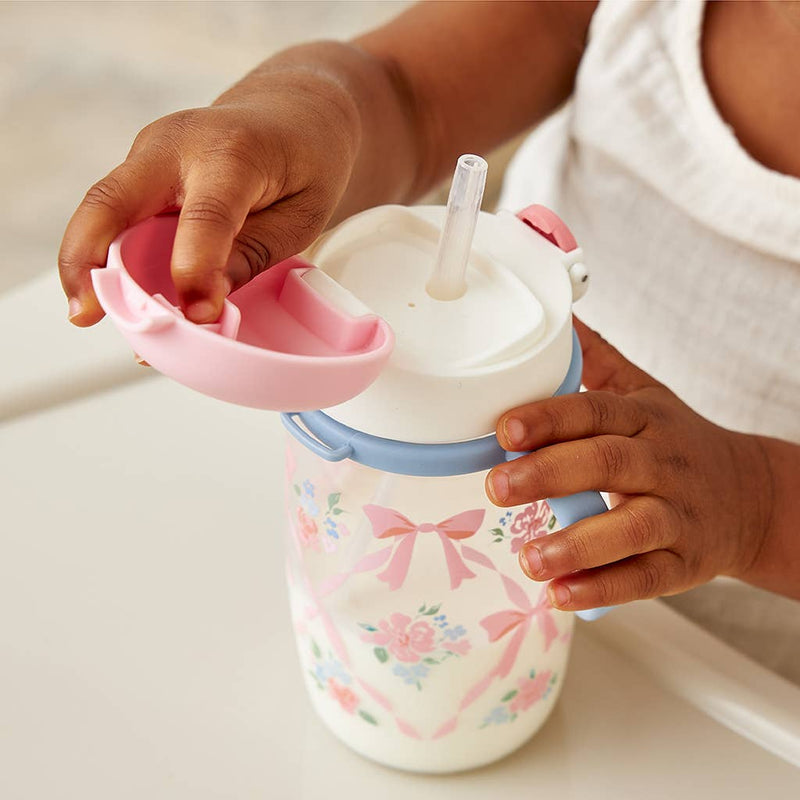 Itzy Ritzy | Itzy Sips™ Straw Cup With Snap-Close Lid | Ribbons & Roses