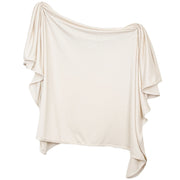 Lou Lou & Co plush knit swaddle blanket in Dakota, a soft cream oatmeal color, 48 x 48 inches