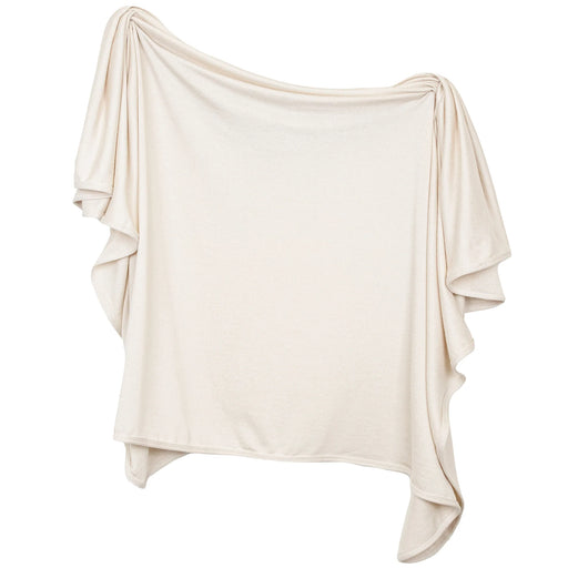 Lou Lou & Co plush knit swaddle blanket in Dakota, a soft cream oatmeal color, 48 x 48 inches