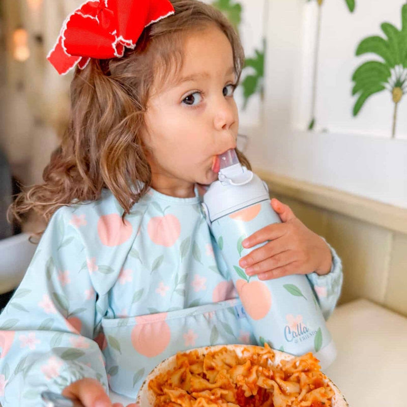 Calla & Friends | The Grayson Waterproof Long Sleeve Bib | Peach Blossom