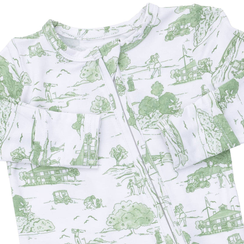 Angel Dear | 2 Way Zipper Footie | Golf Toile Green