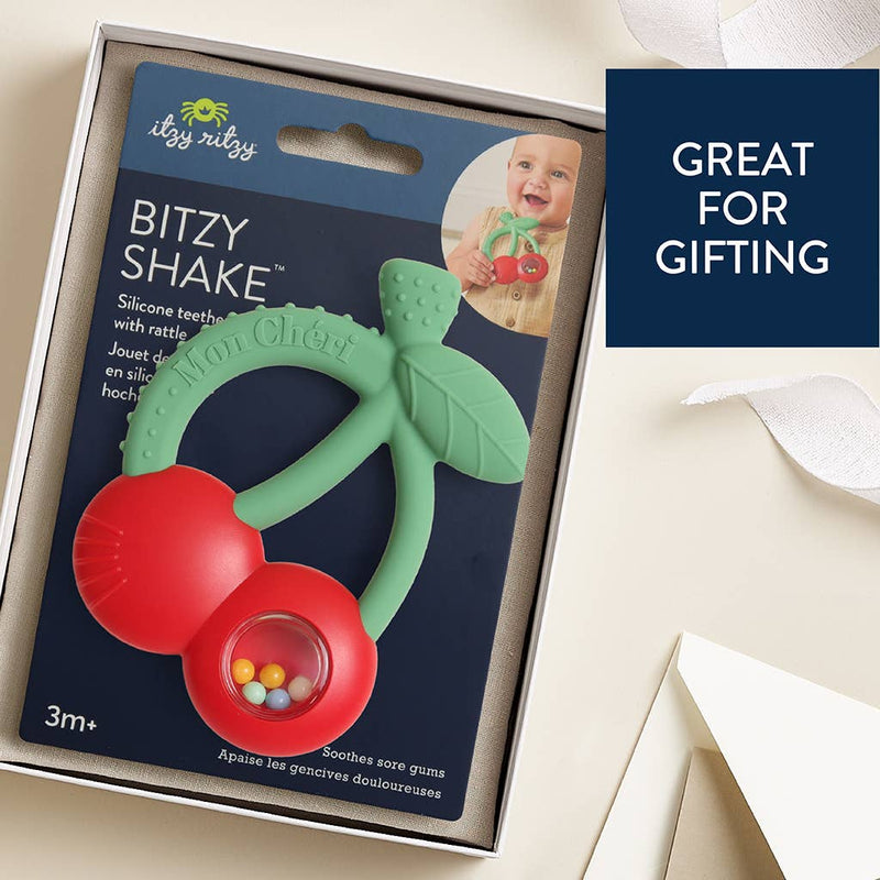 Itzy Ritzy | Bitzy Shake™ Silicone Teether with Rattle | Cherries