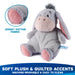 Eeyore plush showing quilted jersey ear and foot accents with fabric callout