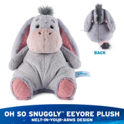 Front and back views of Oh So Snuggly Eeyore plush