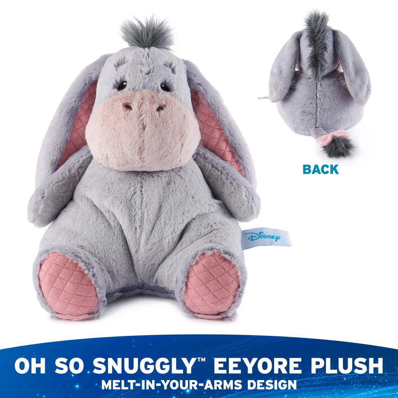 Front and back views of Oh So Snuggly Eeyore plush