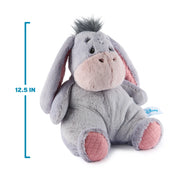Eeyore plush with height marker showing 12.5 inches