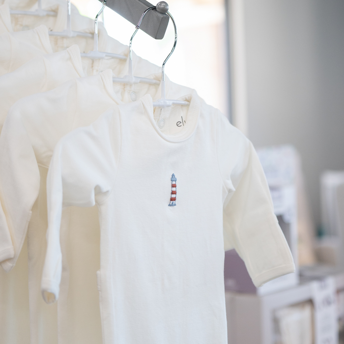 ely's & co | Jersey Cotton Footie | Embroidered Nautical | Ivory