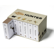 Explore the Outdoors Little Hunter mini board book set in its slipcase, side view