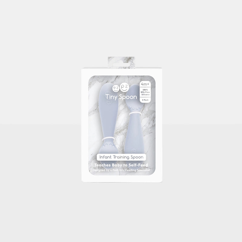 ezpz Tiny Spoon 2-pack in Gray, in package