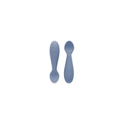 Two ezpz Tiny Spoon silicone infant spoons in Indigo