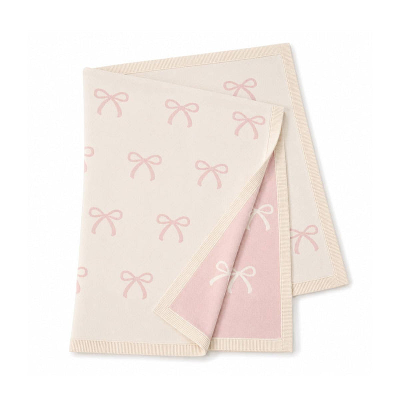 Viverano Organics | Organic Cotton Knit Baby Blanket | Sweet Bow