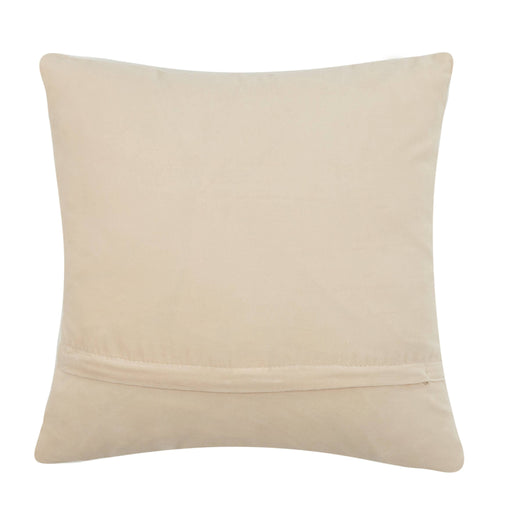 Beige pillow with a subtle texture on a white background