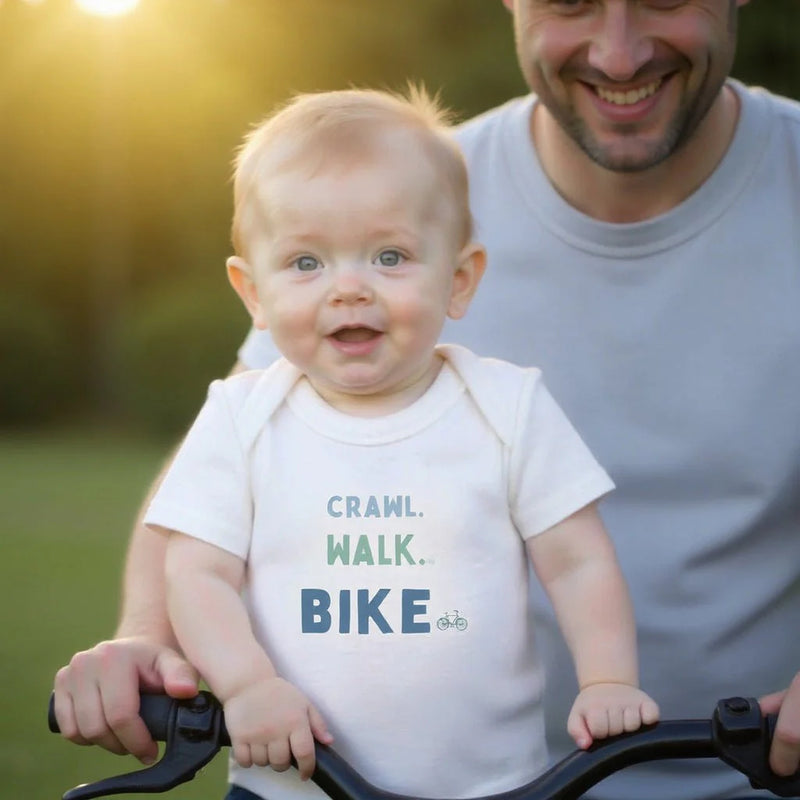 Finn + Emma | Organic Graphic Bodysuit | Crawl. Walk. Bike.