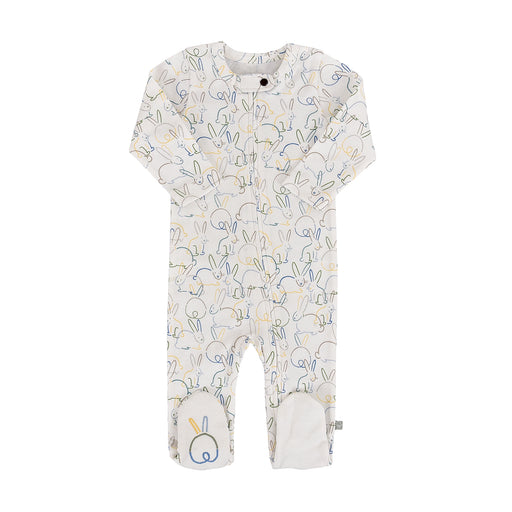 Baby onesie with bunny pattern on a white background