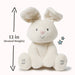 Flora the Bunny plush with height marker showing 12 inches seated