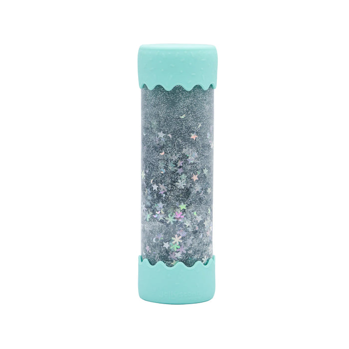 soft mint baby calm down bottle standing upright with swirling glitter
