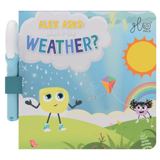 cover of alex asks what is the weather light up library book with magic magnifier attached