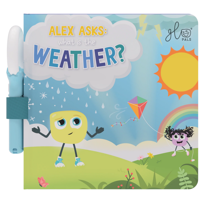 cover of alex asks what is the weather light up library book with magic magnifier attached