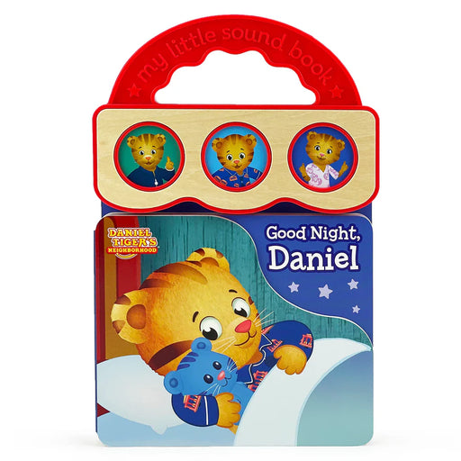 Children's book titled 'Good Night, Daniel' with a red handle and Daniel Tiger character on a white background