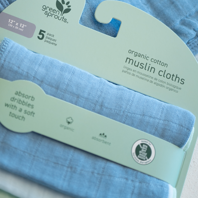 Green Sprouts | Organic Cotton Muslin Cloths (5 pack)