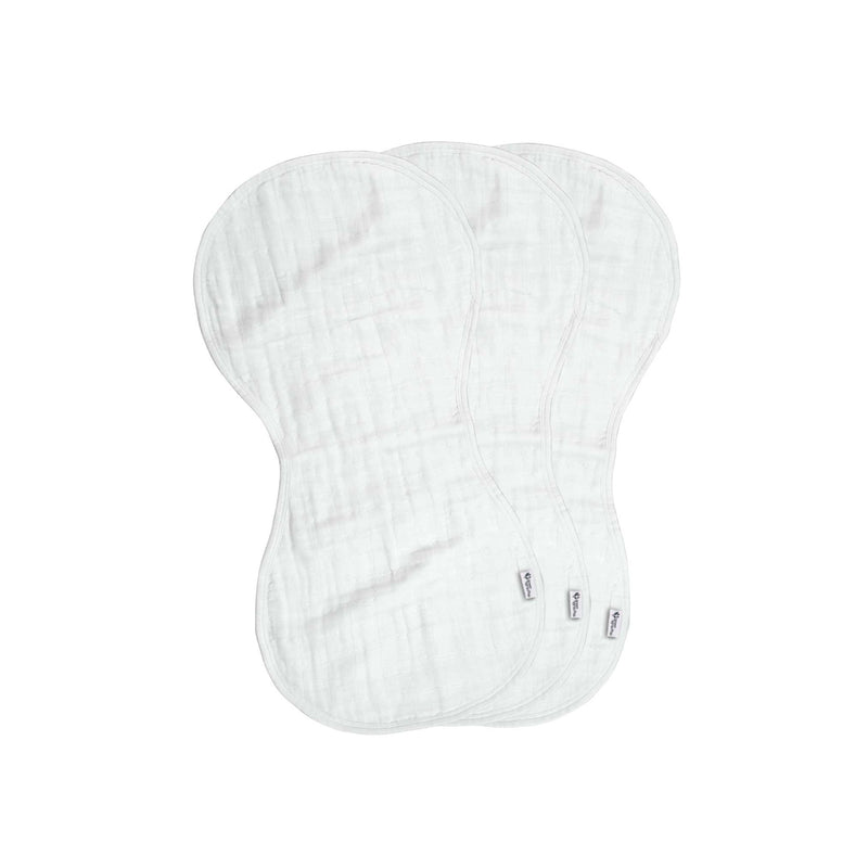Green Sprouts organic cotton muslin burp cloths 3-pack in White with hourglass shape