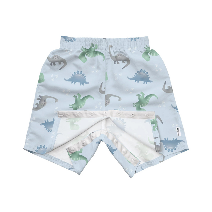 Green Sprouts | Easy Change Eco Swim Trunk | Light Blue Dinos