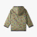 Green hooded jacket with colorful duck pattern on a white background