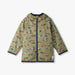 Hatley Field Jacket in Decoy Ducks print front view with zip closure, hood, front pockets, and navy trim on olive green