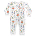 Heyward House boys long sleeve Playtime Romper in Autumn Animal Club print on white background