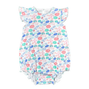 Heyward House girl sleeveless classic bubble in Beach Umbrellas pastel print on white background